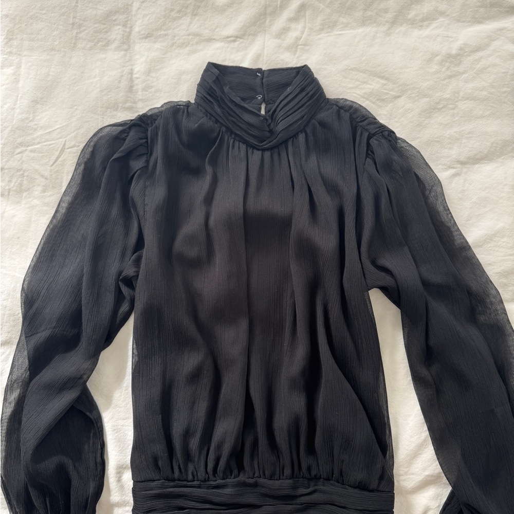 Ann Taylor Black Textured Blouse